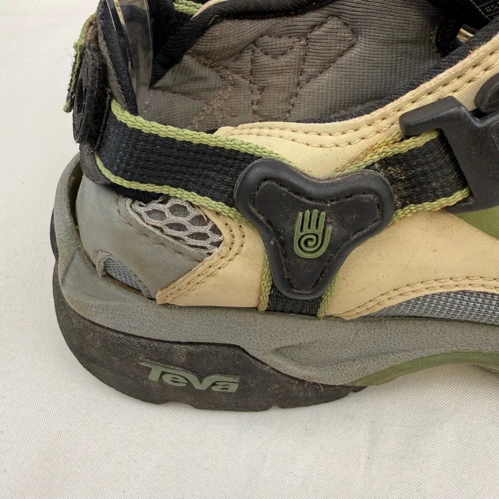 Teva Gamma 6473 Hiking Sandals Mens 8 Tan Black Green Stealth Rubber Sole